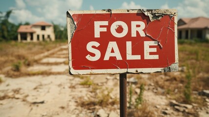 Obraz premium housing crisis demand concept. Abandoned property with a weathered 