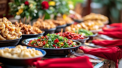 Delicious Asian Food Buffet Displayed Beautifully
