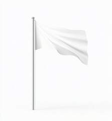 Blank white flag waving on a pole.