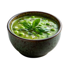 Inviting Green Pea Soup  Isolated On Transparent Background