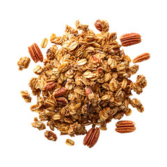 Roasted Maple pecan granola isolated on transparent background