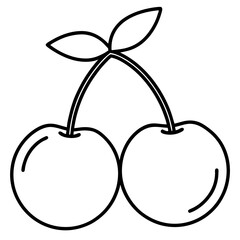 Two Cherries Outline Vector Art Icon