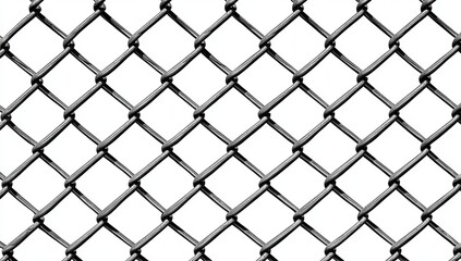 Fototapeta premium Close-up of a chain link fence, showing the diamond pattern of the mesh.