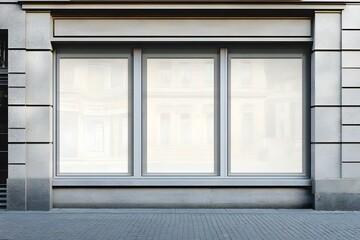 Professional Store Window Banner Mockup on Street Wall for Stylish and Effective Advertising
