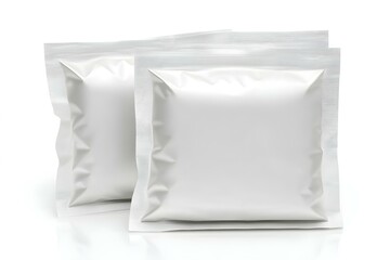 Elegant White Doypacks Isolated on White Background for Clean and Modern Product Presentation