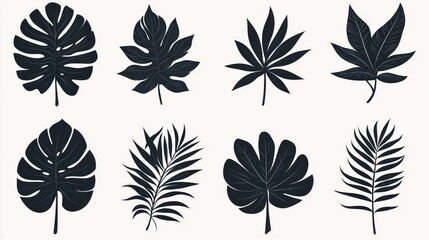 Black silhouette leaves on a light background.