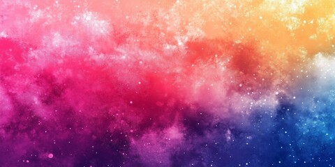 Cosmic nebula effect with pink, orange, and purple hues.