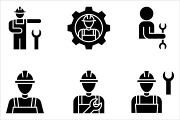 Technician icon set with simple design isolated on white background