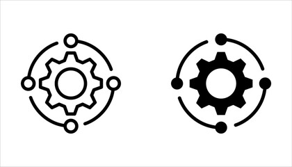 Technology development icon set, system integration, technical support, innovation concept on white background