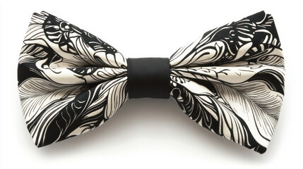 Obraz premium Black and white patterned bow tie isolated on white background. (2)