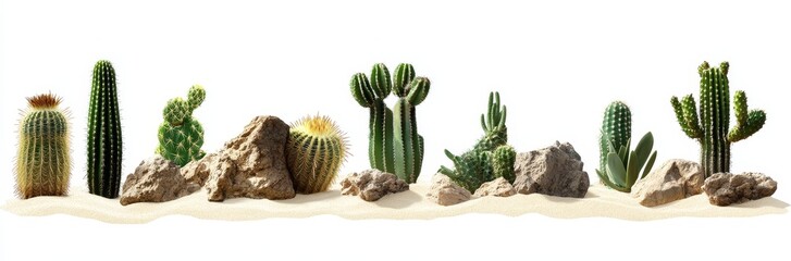 Desert Cactus and Rock Arrangement.