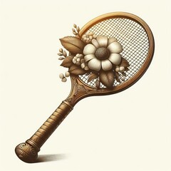 108 Vintage Style Tennis Racket A vintage style tennis racket wi