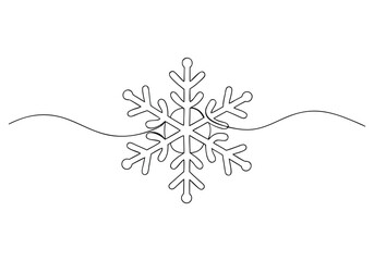 Continuous One-Line Drawing of a Snowflake - Minimalist Winter Art