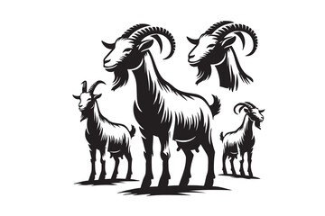Fototapeta premium Goat silhouette vector illustration with a white background