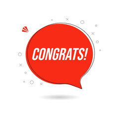 Congrats speech bubble. Banner, poster and sticker concept, text Congrats. Icon balloon with quote message congrats or congratulations. Vector Illustration