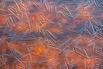 Frosten water and hay under it