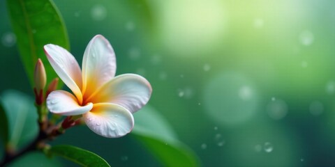 Fototapeta premium Serene Blossom A Delicate White Flower with Hints of Yellow in a Lush Green Garden Setting