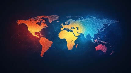 Naklejka premium Colorful world map with digital connections.