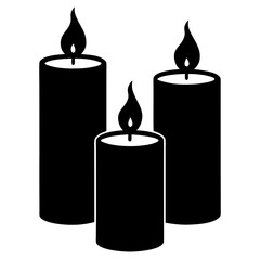  Candles silhouette vector on white background