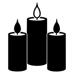 Fototapeta premium Candles silhouette vector on white background