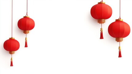Classic Lunar New Year decorations with red and gold lanterns