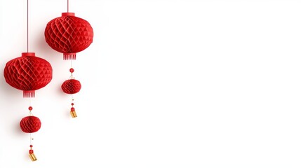 Elegant Lunar New Year lanterns with golden tassels