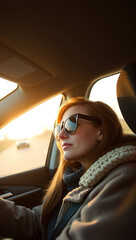 Businesswoman Driving in Early Morning