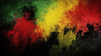 black history month canvas grunge texture concept. Vibrant abstract art with red, yellow, green, and black colors.
