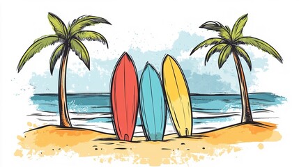 Surfboard on the beach	
