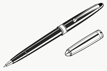 Pen: Elegance in Writing with a Sleek Design vector silhouette on a white background