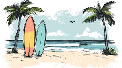 Surfboard on the beach	
