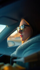 Businesswoman Driving in Early Morning