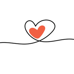 Valentines day background with Line Heart Shaped. Vector illustration