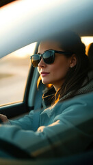 Businesswoman Driving in Early Morning