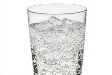 Sparkling water with ice in a glass. (1)