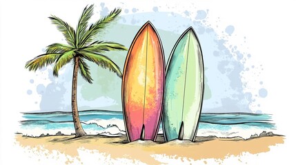 Surfboard on the beach	
