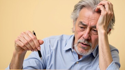 Man Worrying About Paying Bills and Bankruptcy