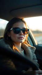 Businesswoman Driving in Early Morning