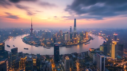 Shanghai Skyline at Sunrise