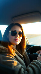 Businesswoman Driving in Early Morning