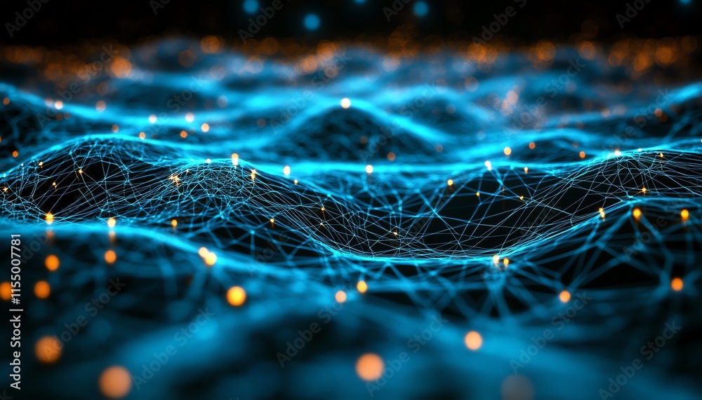 Leinwandbilder 3d visualization of social network connections with digital user symbols, interconnected by lines on