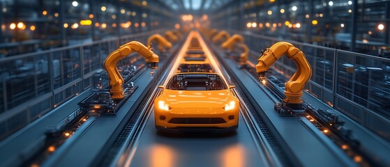 Automated car assembly line.