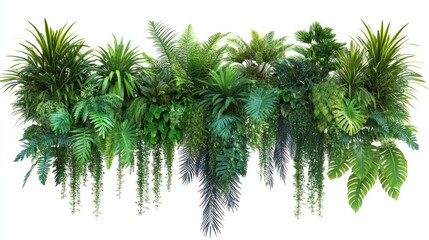 Fototapeta premium Lush Tropical Greenery Wall: A Vibrant Collection of Exotic Plants
