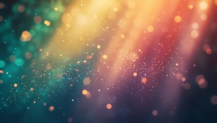 Obraz premium Abstract colorful bokeh background with glowing particles and light streaks.