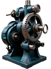 Fototapeta premium industrial machinery with gears and levers isolated on transparent png background new image this year