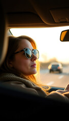 Businesswoman Driving in Early Morning
