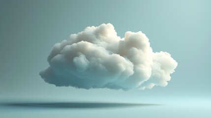 3D Render of a Single Cumulus Cloud on a Light Blue Background