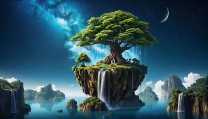 waterfall and tree