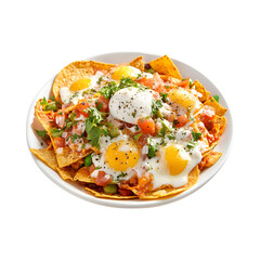 mouthwatering  Mexican chilaquiles solated on transparent background