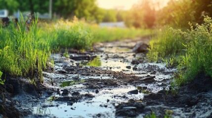 Serene Stream with Soft Light and Natural Surroundings